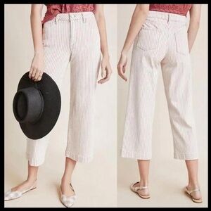 Paige Nellie Fit Striped Straight Cropped Jeans